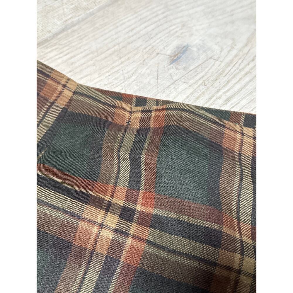 Vintage Lauren Ralph Lauren Plaid Wool Wrap Midi Skirt Leather Buckle 12 FLAW - Picture 8 of 8